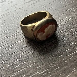 Vintage Italian Shell Cameo Ring 925 Sterling Silver Signet | Dark Academia